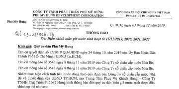 Th&ocirc;ng b&aacute;o điều chỉnh gi&aacute; nước sinh hoạt