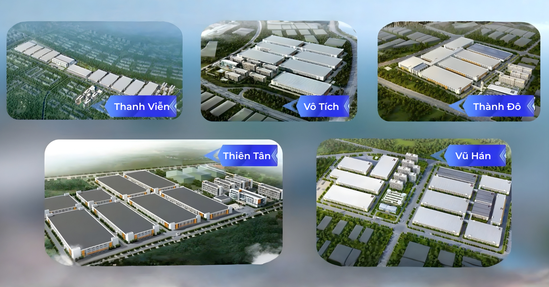 5 nhà máy sản xuất với tổng diện tích trên 3 triệu m2