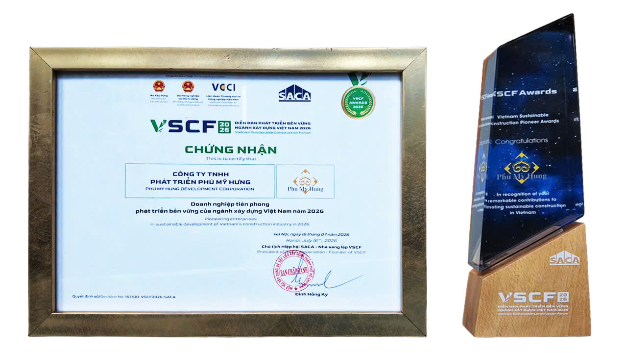 Chứng nhận VSCF Award 2026 được Ban Tổ chức trao tặng Công ty Phú Mỹ Hưng