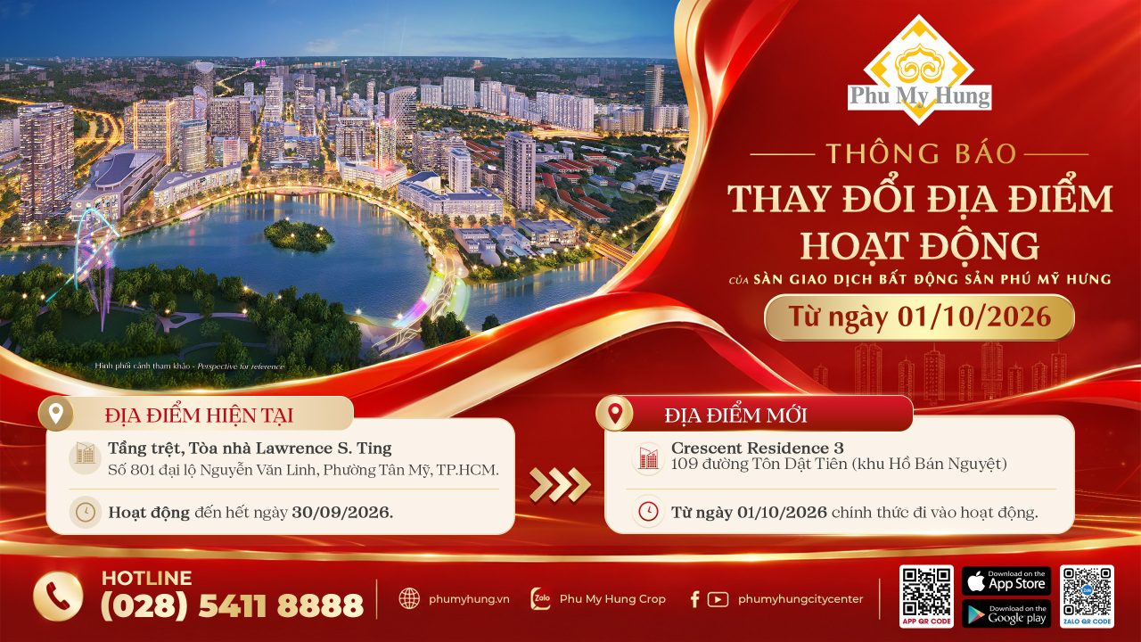 Thông báo về việc thay đổi địa điểm hoạt động của Sàn gia dịch Bất động sản Phú Mỹ Hưng