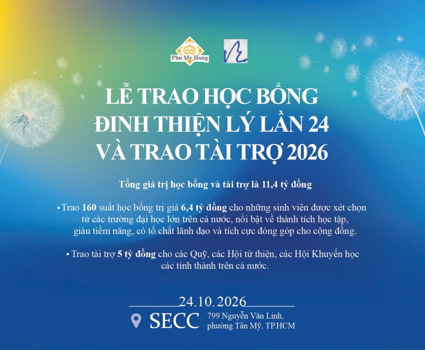 Trao 11,4 tỷ đồng học bổng Đinh Thiện Lý